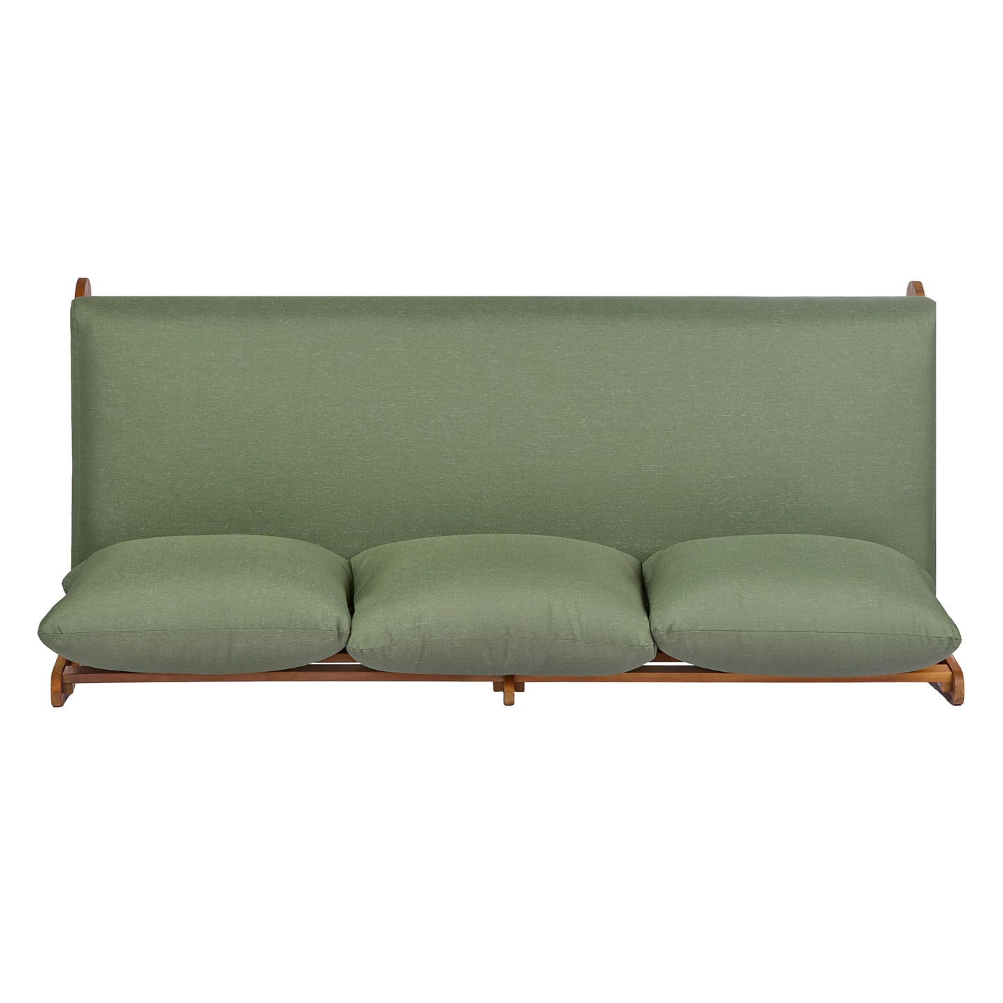 Christopher Knight Home Poppy Acacia Wood Outdoor 3 Seater Sofa with Cushion, Wooden Patio Sofa Couch with Cushion, Comfy Armless Cloud Sofa Couch, Patio Furniture Sofa Set, Teak+Olive Green