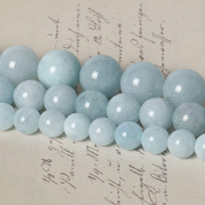 About 60pcs 6mm Natural Stone Beads Aquamarine Beads Crystal Gemstone for Jewelry Making, DIY Bracelet Necklace
