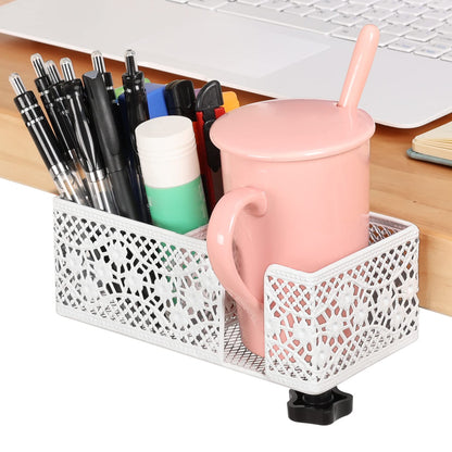 Aurynns Desk Organizer Clip on Desk Cup Holder Pencil Holder for Desk Storage Beverages Phone Holder Desk Organizer and Accessories Office School Home