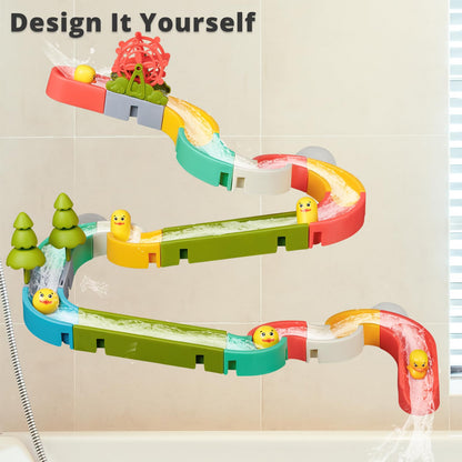 SOCBTNSO 38 PCS Duck Slide Toys, Bath Toys for Kids Ages 4-8, DIY Building Kit for Ages 5-7, Bathtub Time Birthday Gifts for Toddler 3 + Year Old
