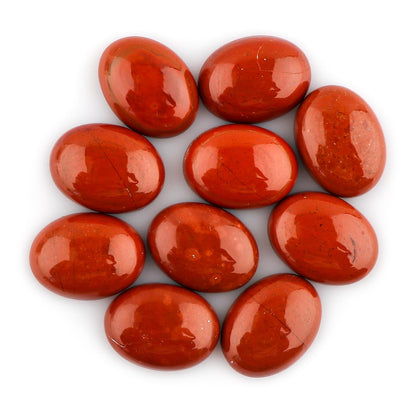 2 PCS, 16x12 MM, AURA GEMS Natural Red Jasper, Cabochon, Oval Shape, Jewelry Making Stone Supply, Pocket Worry Stone Crystals for Anxiety Stress Relief Therapy, Real Crystal, Birthstone