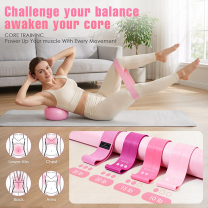 Pilates Kit, Pilates Equipment for Home Workouts, Home Pilates Essentials Kit for Women with Pilates Ring and Ball Set, Socks, ankle resistance bands with cuffs, Resistance Band and Massage ball