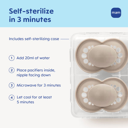 MAM Original Matte Baby Pacifiers 6-16 Months, Binky for Newborn Babies, BPA-Free Skin Soft Silicone Nipple, Easy to Clean, Developed with Medical Experts, 4 Count, Made in Europe