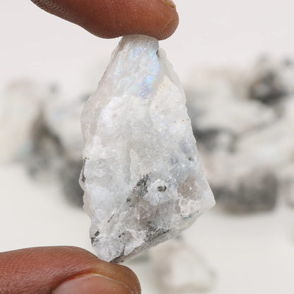 REAL-GEMS Natural Raw Healing Crystals Rough Stones for Tumbling, Cabbing, Polishing, Wire Wrapping, Wicca & Reiki Crystal Healing, Mix Gemstones,7 Chakra (Moonstone)