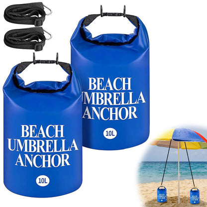DECOHS 2 Pack Beach Umbrella Weight Sand Bags, 500D PVC Heavy Duty Summer Canopy Tent Sandbags, 10L/25LB Fillable Sun Umbrella Sand Anchor Bags for Outdoor Wind Resistant