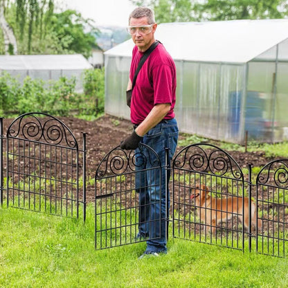 Getlay Tall Garden Fence Animal Barrier with Gate, 32 in(H) 16 Panels Garden Fences and Borders for Dogs, Dog Fence Outdoor for Yard, Total Length 35 Ft Metal Temporary Fencing│Patented