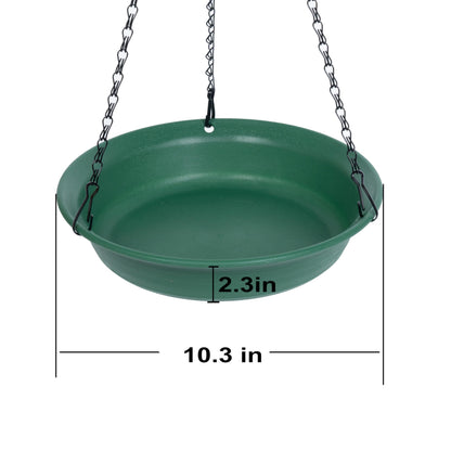 VUWEZ Hanging Bird Feeder & Bath for Outdoors, Wild Bird Feeders Tray, Hanging Birdfeeder Birdbath for Outside, Cardinal, Blue Jay, Crow, Birdfeeders Trays (10", 1 Pcs with Hole & 1 Pcs No Hole)