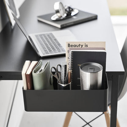 MAGSNOIC No Drill Desk Side Storage,Hanging Organizer,Clamp on Table Basket,Minimalist,Metal material,To Store Office Accessories, Gaming Devices,Storage for Office & Home,Black