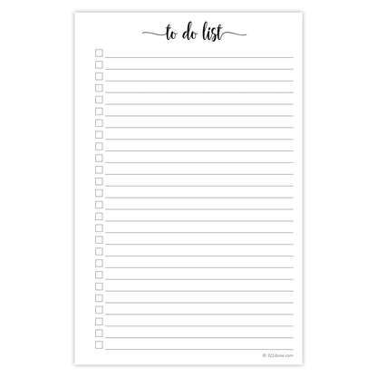 321Done To Do List Notepad for Planner Refill Pages – Made in USA - 50 Sheets (5.5x8.5) To-Do's Tear Off, Planning Memo Pad, Checklist Notes Left Hole Punch Margins - Simple Script College-Ruled
