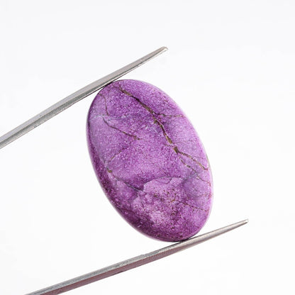 CRYSTALINES 5pcs, Natural Purple Stichtite Gemstone, Bulk Flatback Cabochon Stone, Polished Loose Supplies for Jewelry Making, Wicca & Reiki Healing Crystals, Wire Wrapping, Gem Collection