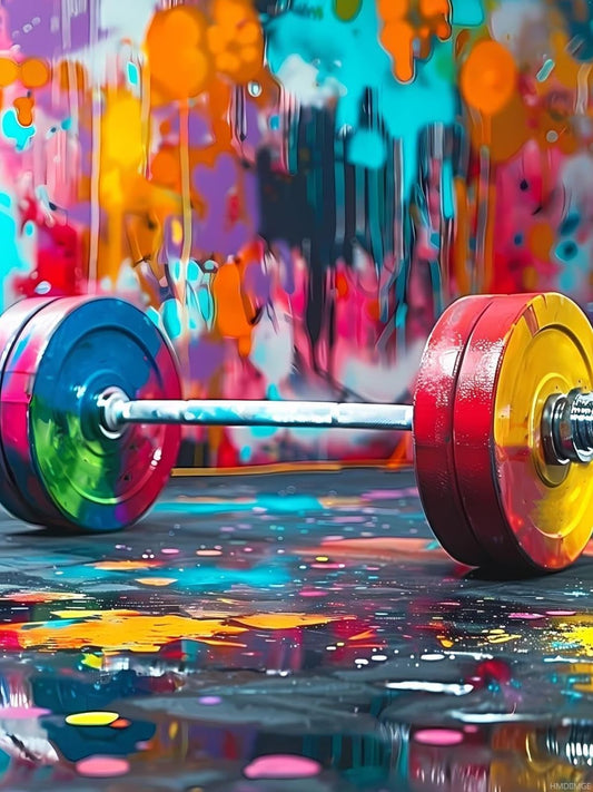 HMDIIMGE The Colorful Barbell Diamond Painting Kit for Adult Diamond Painting Kit for Adult Sport 5D Diamond Dots Kits Painting Crafts for Home Decor 12x16 inch