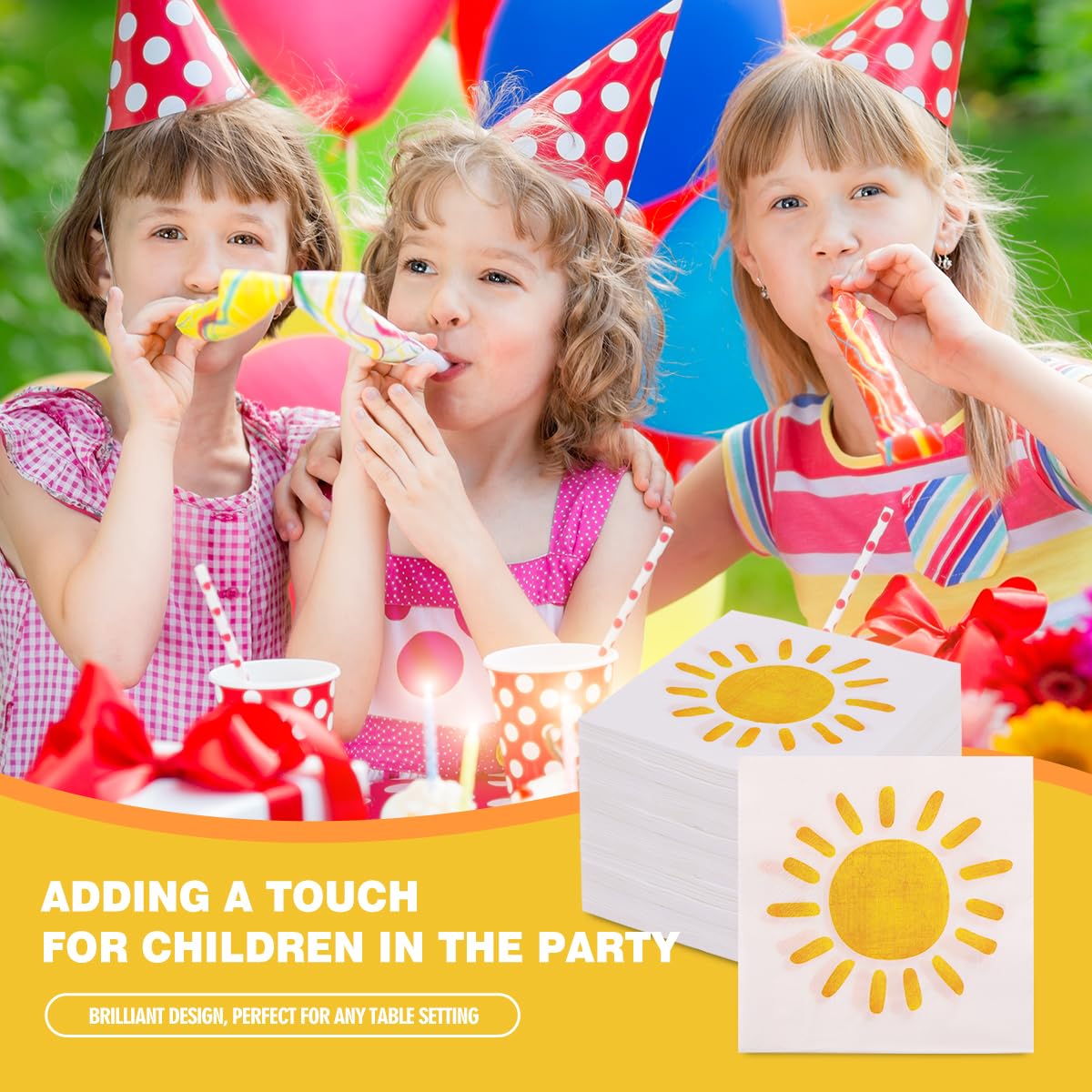 200Pcs Boho Sun Paper Napkins First Trip Around The Sun Napkin Disposable Sunshine Cocktail Napkins for Birthday Baby Shower Party Supplies