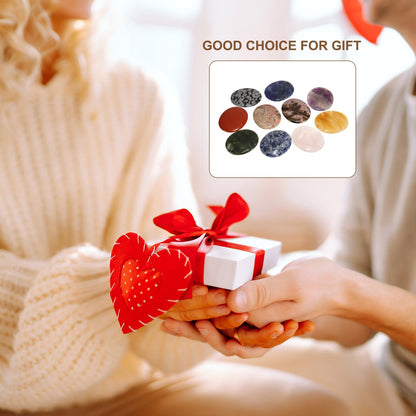 MECCANIXITY 2 Pcs Thumb Worry Stone for Anxiety, Alabaster Relief Crystals Hand Thumb Stones Pocket Gems Natural Polished for Yoga Meditation Relief