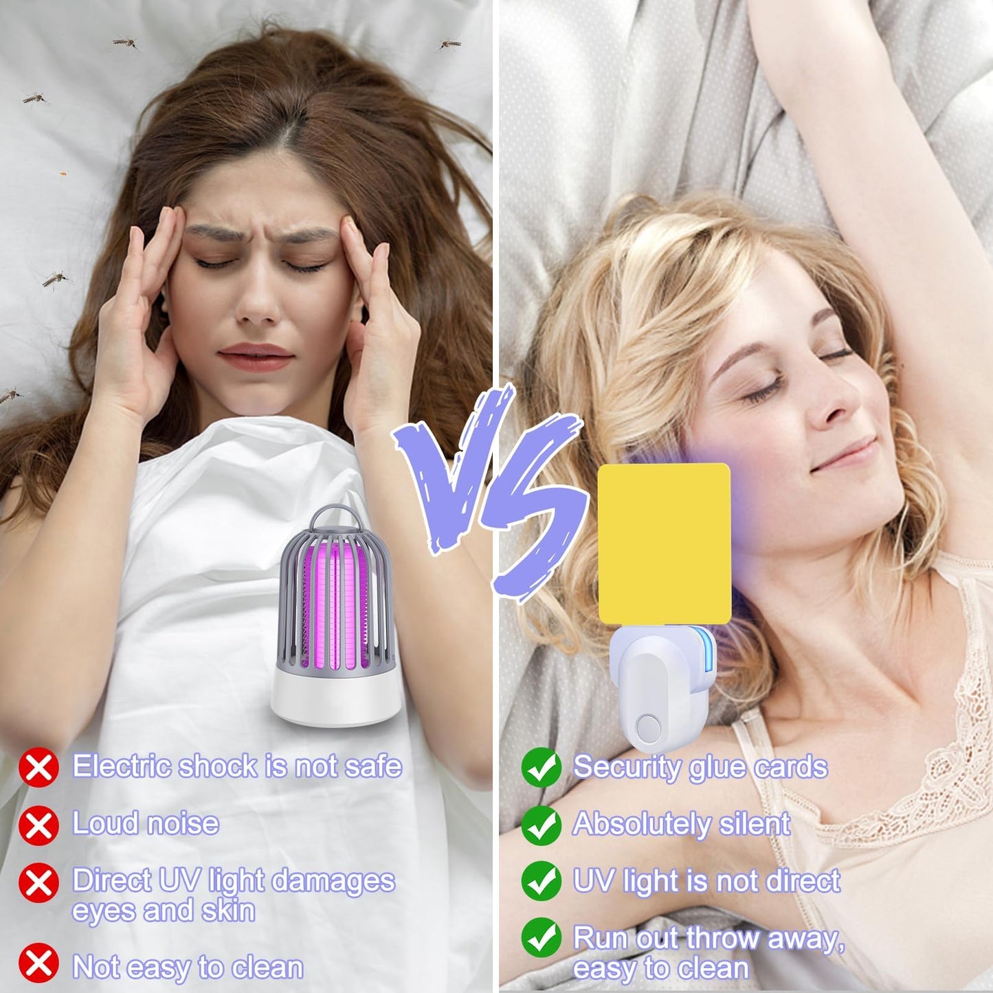 Pestvanish Flying Insect Trap Plug-in, Indoor Mosquito & Gnat Killer, Safe Non-Toxic UV Light Fly Catcher, Night Light Bug Trap with Sticky Pad for Flies, Gnats, Moths (2 Pack, Bright White)