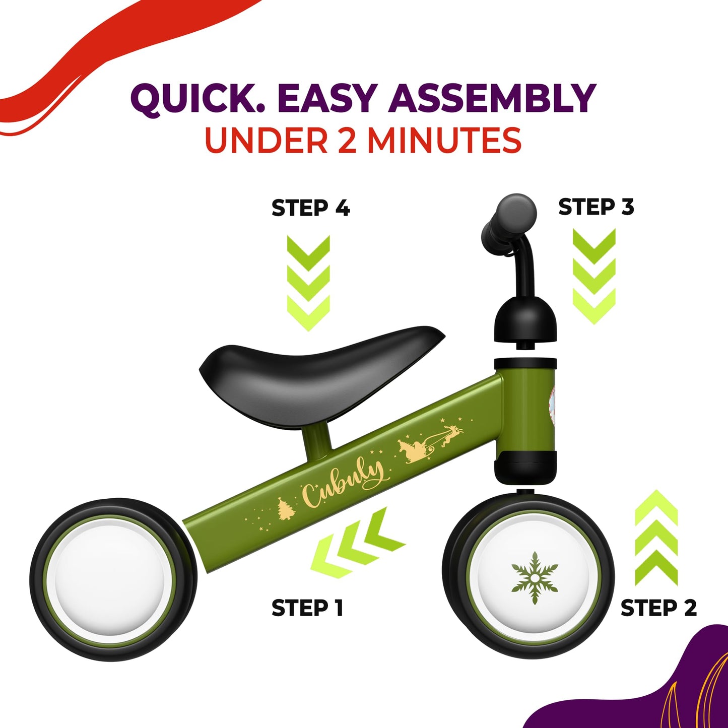 Cubuly Green Baby Balance Bike for 1-3 Year – First Birthday Boy Girl Gifts 12-36 Month Mini Bike|Colorful Lighting Wheels|Ride on Toys |Toddler Balance Bike 1-3 Indoor/Outdoor