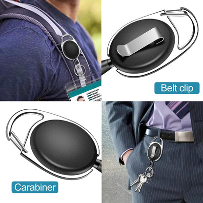 60 Pack Retractable ID Badge Holder Badge Reel with Carabiner and Belt Clip Badge Reels Retractable with Key Chain for Office Worker Doctor Nurse
