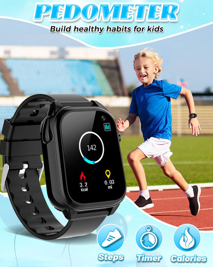 Semloo Waterproof Smart Watch for Kids 3-12 Years Old Boys Toys with 26 Games, Video Camera, Pedometer, Music Player, Alarm Clock, Flashlight, HD Touchscreen Toddler Watches Girls Birthdays Gifts