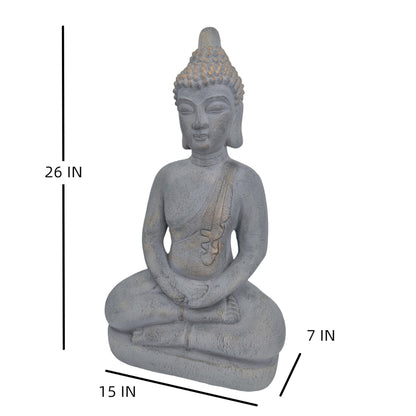 VANZUNE MGO Buddha Statue 26''H Meditative Indian Buddha Statue Buddha Sculpture with Dhyana Mudra Hand Gesture for Tranquil Home Decor Living Room Bedroom Office Tabletop and Gifts, Gray