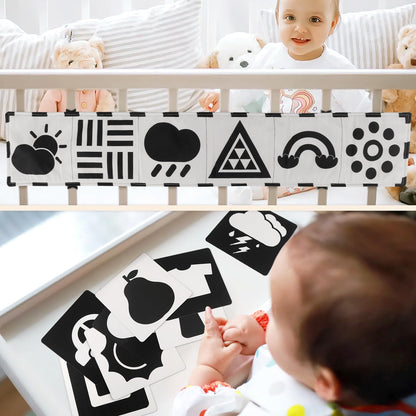 Dreamon 32PCS High Contrast Black and White Baby Sensory Toys, Newborn Tummy Time Toys with Rattle, Soft Book & Flash Cards, Montessori Infant Toys for 0-12 Months Boys Girls Shower Gifts