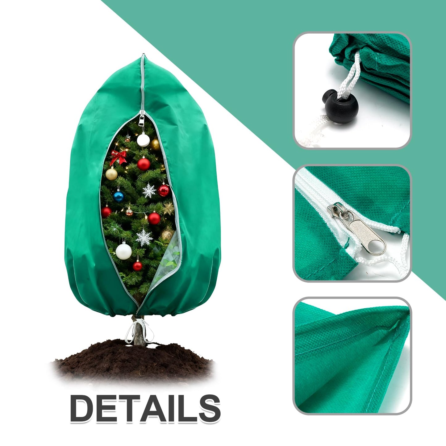 GMAPATS 2 PCS 47.2 x 70.8 Inches Plant Covers Freeze Protection, 2.2oz/yd² Frost Cloth for Outdoor Plants with Zipper/Drawstring, for Large Plant Frost Protection Outdoor Shrub Bush Fruit Tree Potte