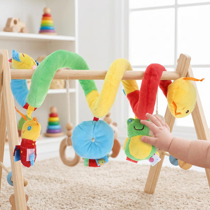 Abaodam Car Seat and Stroller, Spiral Carseat Toy with Hanging Rattles and Bell, Infant Activity Center for Crib Mobile, Boys Travel Accessories
