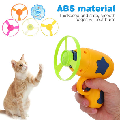 Garneck 1set Interactive Kitten Flying with Led Propellers - Cat Enrichment Chase for Indoor and Outdoor Play - Flying Saucer Launcher for Kitten Training