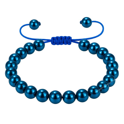 Amazing Gemstone Blue Hematite Bracelet for Women Men's Gifts - Protection Healing Crystal Bracelet - 8mm Gemstone Beaded Adjustable Bracelet Pulseras Para Hombres Mujer Stocking Stuffers