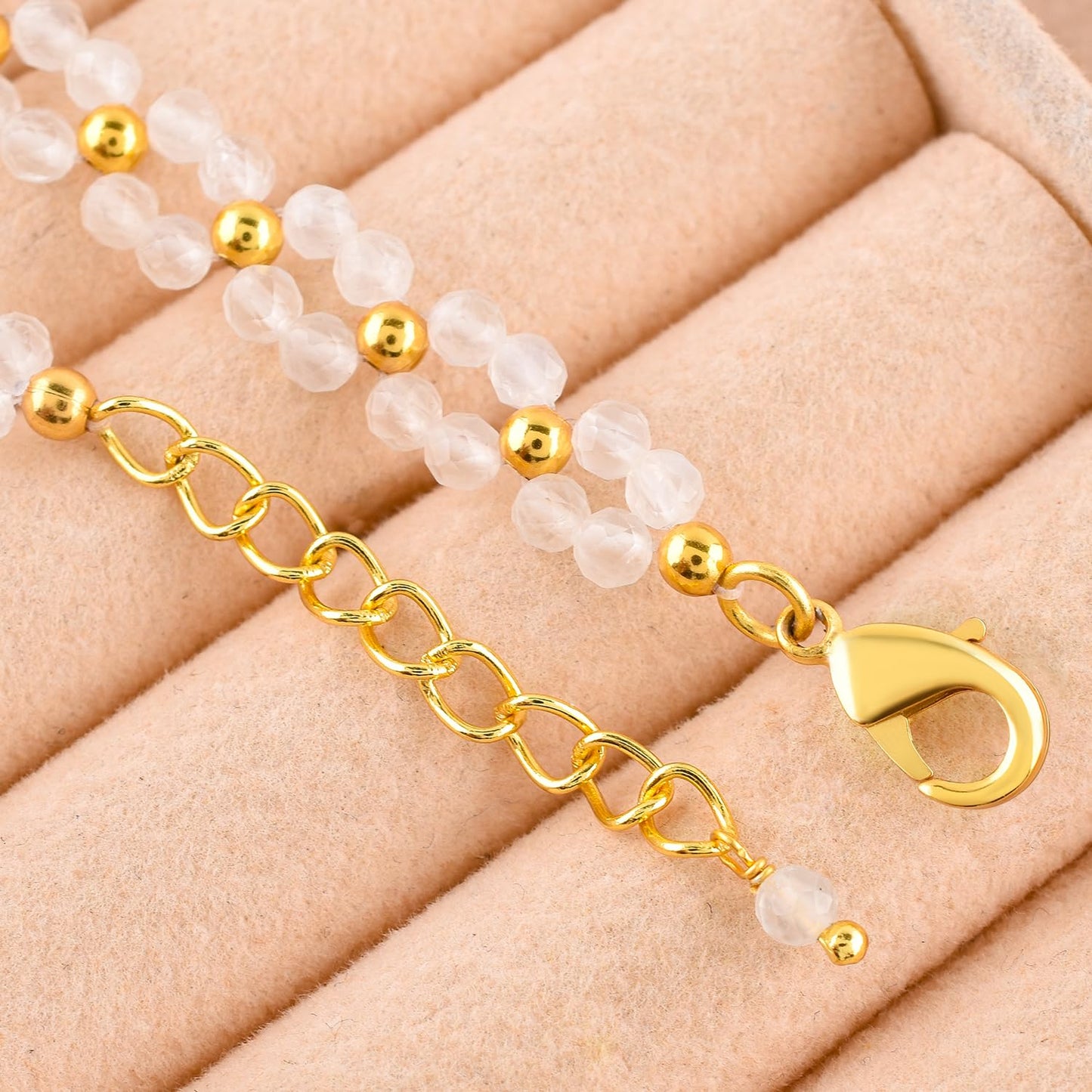 InfinityGemsArt Moonstone Bracelets for Women – June Birthstone White Gemstone, Handmade 14K Gold Plated Adjustable Chain, Dainty Chakra Jewelry, Gift for Her - Mom Jewelry