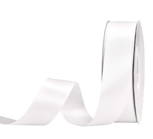 YAMA Double Face Satin Ribbon - 1 inch 25 Yards for Gift Package Wrapping,Floral Design,Hair Bow Clip Making,Crafting,Sewing,Wedding Decor,White