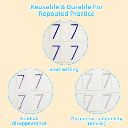 Large Handwriting Practice Books for Kids, Grooved Writing Book Magic Copybooks, Reusable Children's Writing Practice Workbook, Kindergarten Pre-School Essentials(Set of 5 Books)