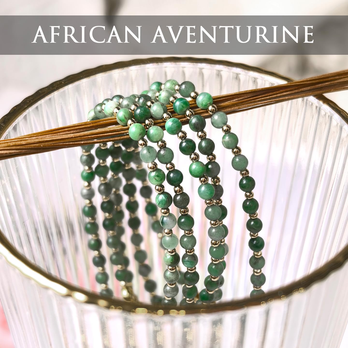 Morchic 3mm Green African Aventurine Natural Gemstone Beaded Bracelet for Women, Dainty Charm Jewelry, Adjustable 7.1-8.6" Ideal Birthday Holiday Gift