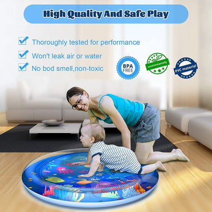 Faburo 40" X 40" Large Tummy Time Water Mat for Babies, XL Baby Water Play Mat, Infant Water Sensory Baby Tummy Time Play Mat for 3 6 9 12 Months Toddlers (40in XL)