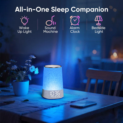 AFEXOA Sunrise Alarm Clock with 30 Soothing Sounds, White Noise Machine with Alarm Clock & Wake Up Light, Dimmable Display, Night Light for Bedroom, Heavy Sleepers, Adults & Kids