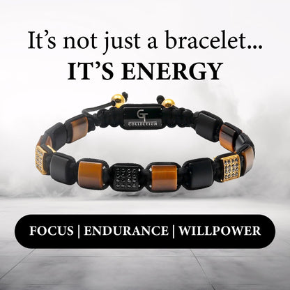 GT collection Flat Bead Bracelet, Gemstone Adjustable Bracelets for Men - Beaded Energy Bracelet for Relaxation and Peace, Handcrafted Men's Jewelry Gifts for Men