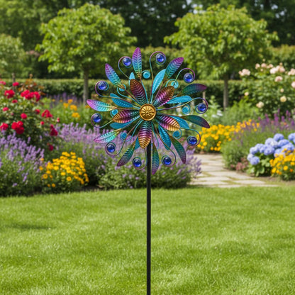 VEWOSTAR Metal Wind Spinners for Outdoor, 360° Spinning Wind Sculpture with Sturdy Metal Stake, Art Decor for Garden, Yard, Patio, Lawn - Ideal Gift for Family & Friends