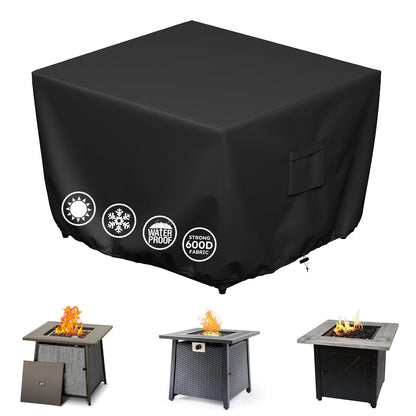 MR. COVER Square Fire Pit Cover 30 Inch, Heavy Duty 600D Waterproof Fire Pit Table Cover, Rip-Proof Fade Resistant Outdoor Firepit Cover with Drawstring & Air Vent, Fits
