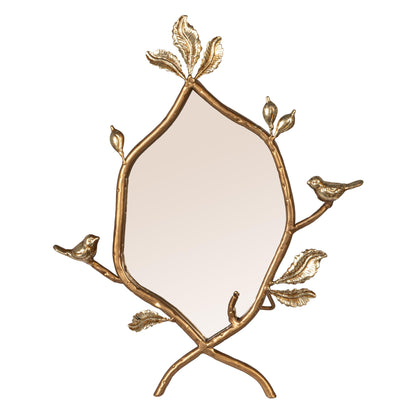 Creative Co-Op Metal Twig Framed Standing Mirror with Birds and Leaves, Gold