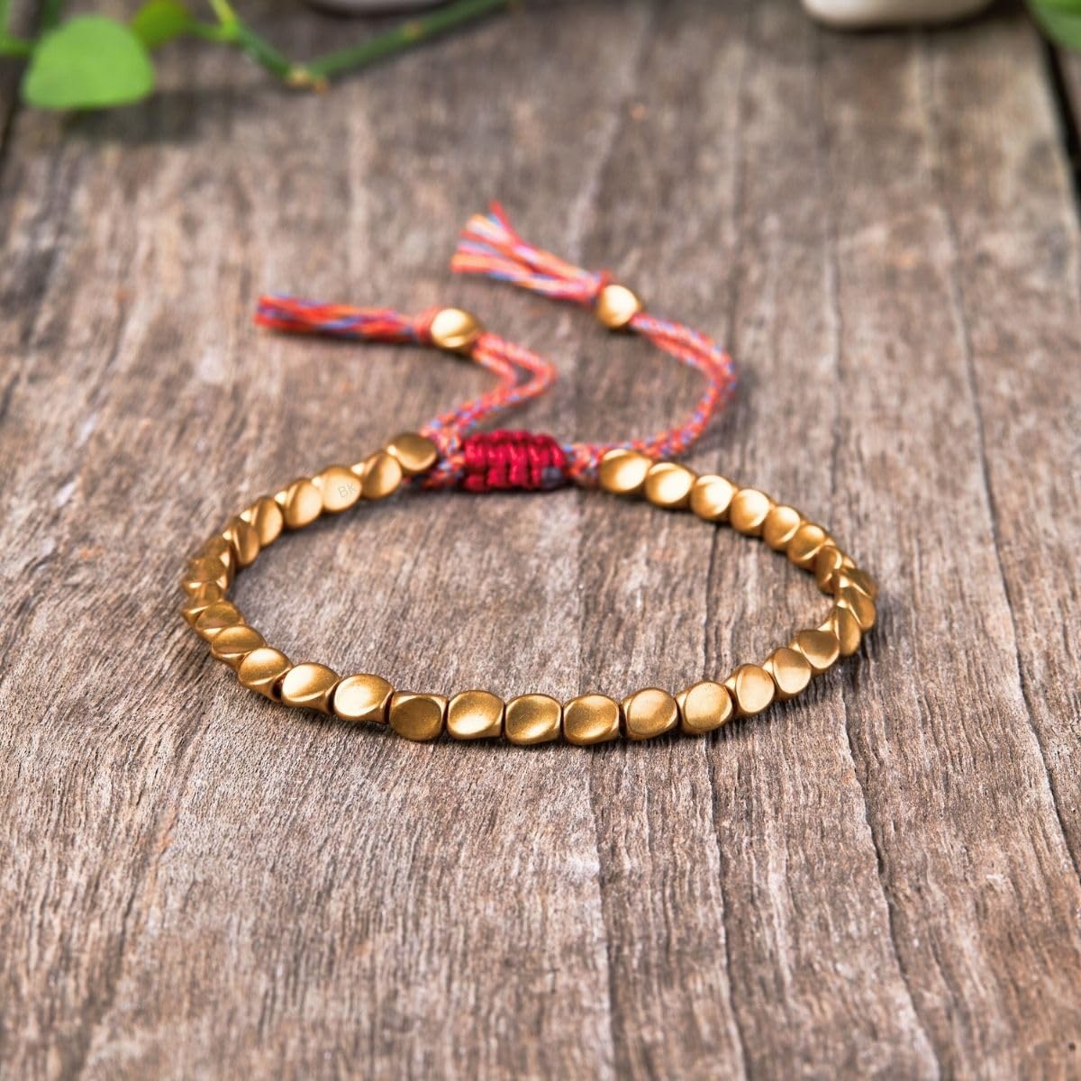 Buddha & Karma Tibetan Copper Beads Bracelet – Handmade Energy Healing for Strength, Balance & Protection – Adjustable Spiritual for Men & Women (GOLD)