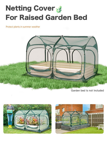 Poray Large 8.2x4FT Plant Netting Cover, Pop up Tunnel Crop Cage Gardening Net,Pest Guard Cover for Vegetables &Fruits,Durable Gardening Net for Plant and Animal