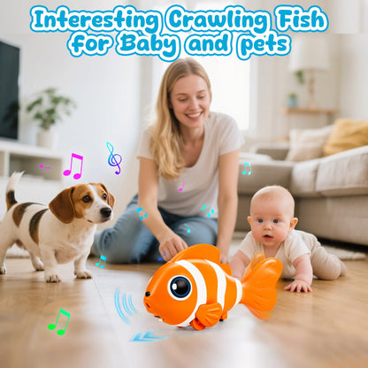 Crawling Fish Baby Toys, Novelty Tummy Time Toys for Babies 6-12 Months, Magic Swinging Fish Crawling Toys for Infant Toddler Learning Crawl Walking Dancing Goodie Bag Stuffers 1st Birthday Gift