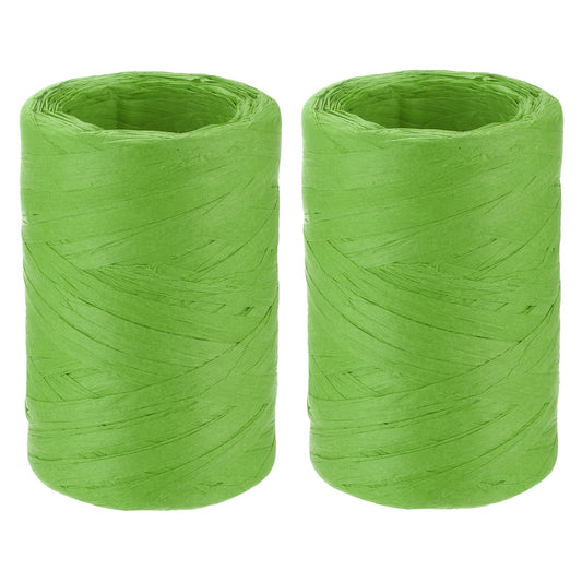 MECCANIXITY 2 Rolls Raffia Paper Ribbon Bulk,1/4 Inch Wide 110 Yards Light Green Twine String Paper Yarn for DIY Craft Weaving, Decoration, Gift Wrapping