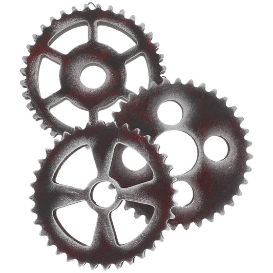 Cabilock 3Pcs Wooden Steampunk Wall Decor Retro Industrial Steampunk Gears Wheel 4.7Inch Vintage Gear Combination Farmhouse Hanging for Christmas Home Wall Bar Decor Art Craft
