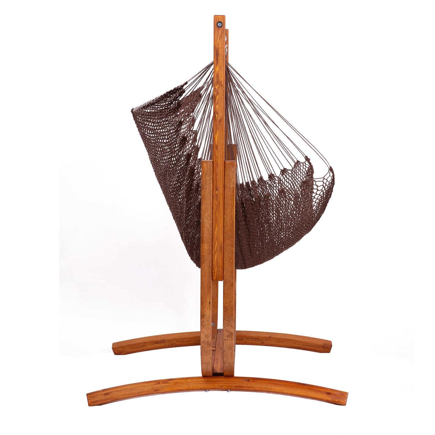 SANIWERKE® Hammock Chair with Stand, Caribbean Hammock Chair and Laminated Wooden Stand Combo, Sturdy Design, 400LBS Capacity, 70x50Inches, Jumbo Haven Lounger for Indoor Outdoor (Rich Mocha)