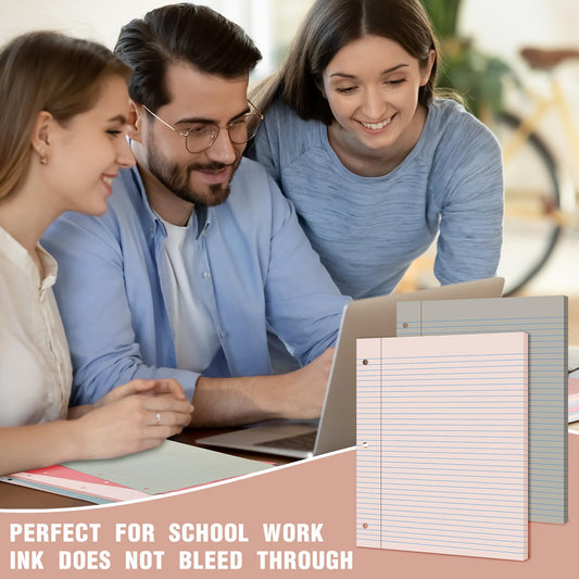 PerKoop 400 Sheets Colored Loose Leaf Paper 8.5" x 11" college ruled Lined 3 Hole Punched notebook Filler Paper for 3 Ring Binders Office School Supplies (Retro Color)