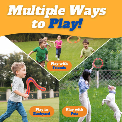 Liberty Imports 6 PCS Flying Ring Combo Pack Sports Plastic Pro Discs, Rings and Boomerangs - Lightweight Sports Outdoor Games Toys for Kids and Adults