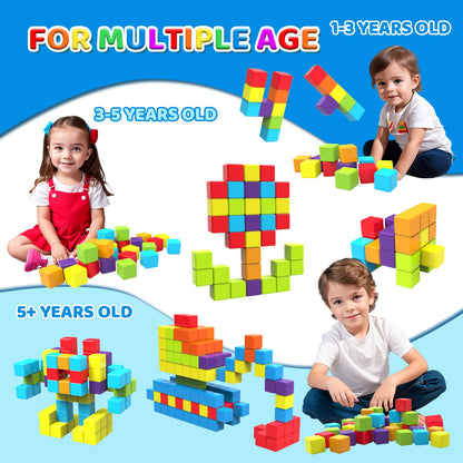 Magnetic Building Blocks, 1.65 inch Large Magnetic Stacking Cubes for Toddlers, Sensory & Montessori Toys for Boys & Girls 1 2 3 Years Old (24 PCS)
