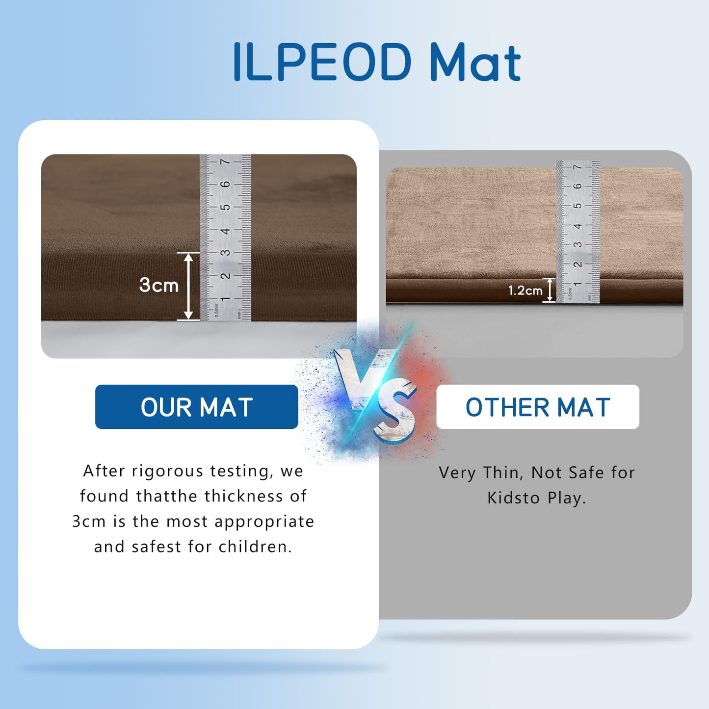 ILPEOD Baby Play Mat for Floor Nursery Rug Muscle Mat Area Rug Playroom Rug 79"x110" Playpen Mat Memory Foam 1.3" Thick Crawling Mat for Babies,Toddlers, Infants, Kids,Chestnut