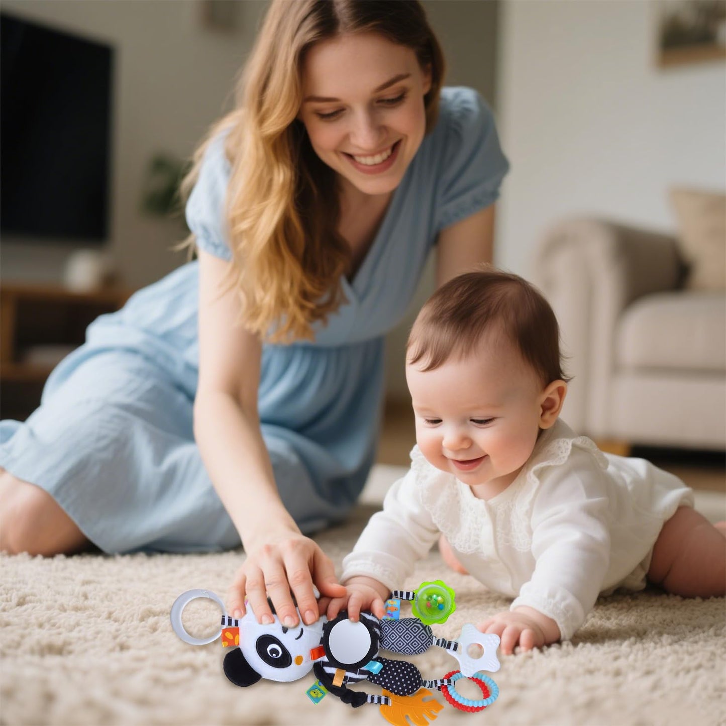 MokukuToys High Contrast Baby Toys,Black and White Hanging Toys,Animal Plush Hanging Toy,Car Seat Stroller Toys Gift for Newborn Boys and Girls 0 3 6 9 12 Months