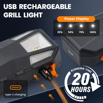 Grill Light for Blackstone Griddle & Weber Grill, Goldusk Rechargeable BBQ Lights with 160° Beam Automatic On/Off 2-Level Brightness Grilling Accessories for Outdoor Grill Gifts for Men Dad Husband