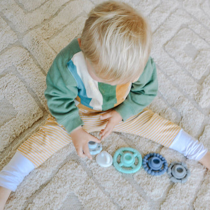 Jellystone Designs Baby Stacking & Teething Rings Toy Set - 5 PCS Soft Silicone Stacker for Educational Development, Safe, BPA-Free Ocean Color
